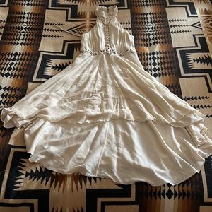 Haute hippie high low boho style halter dress